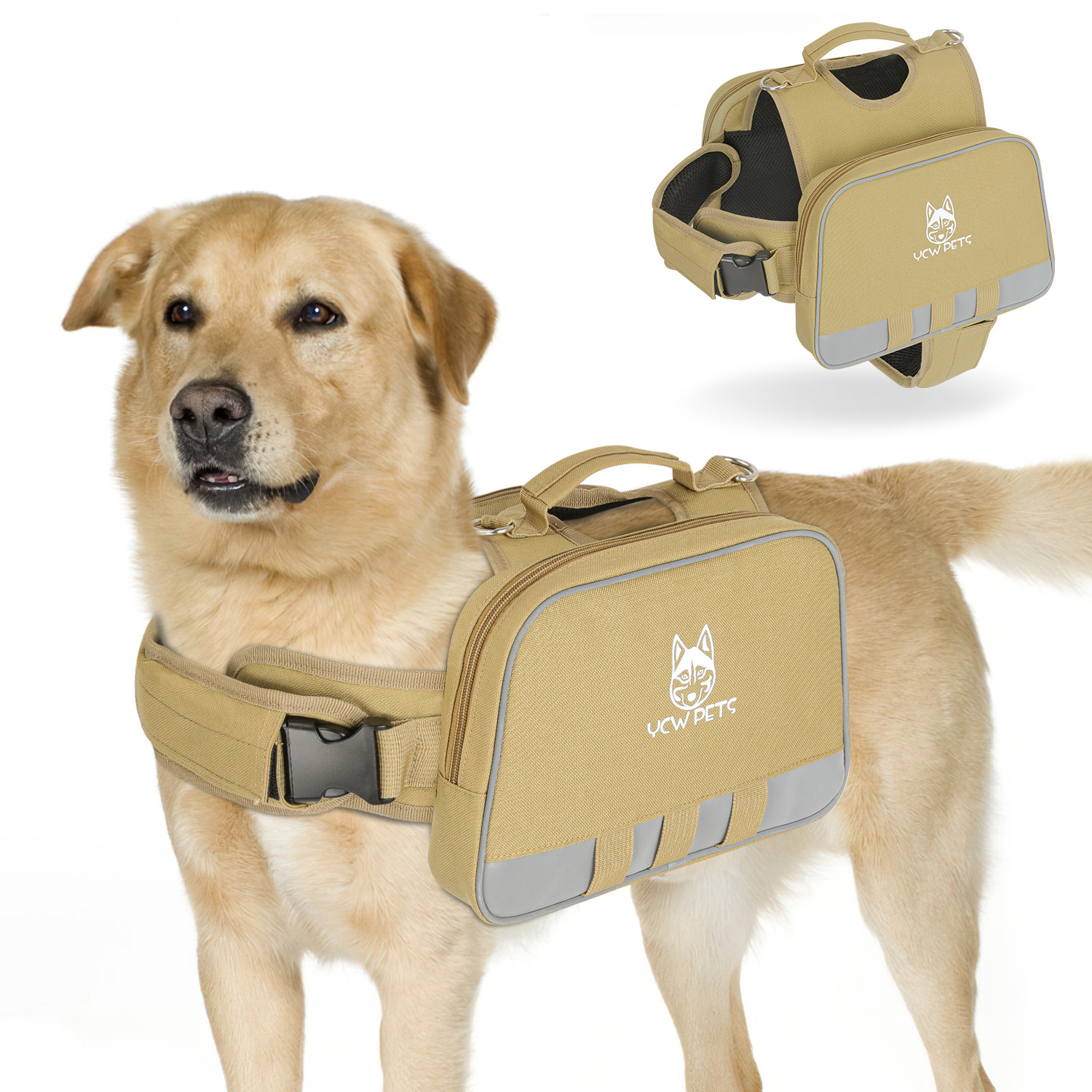 Adjustable Dog Pack Double Bags Outdoor Dog Saddlebag Backpack Dog Saddle Bag With Reflective