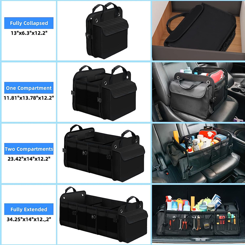 5 in1 Car Storage Organizer SUV Insulated Cooler Bag Trunk Organizer Collapsible SUV Drive Auto Car Trunk Tool Organizer