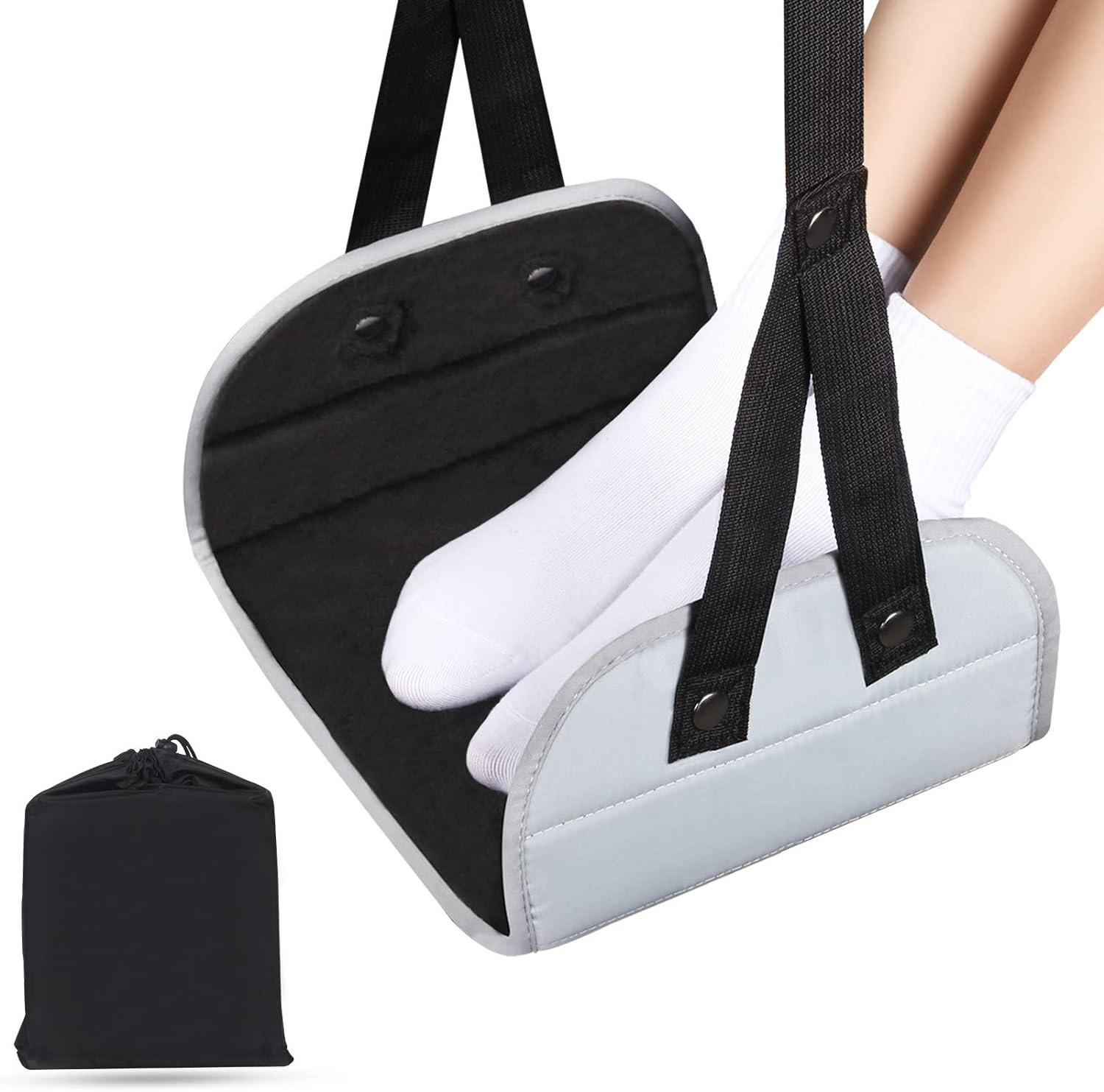 Portable travel airplane footrest hammock