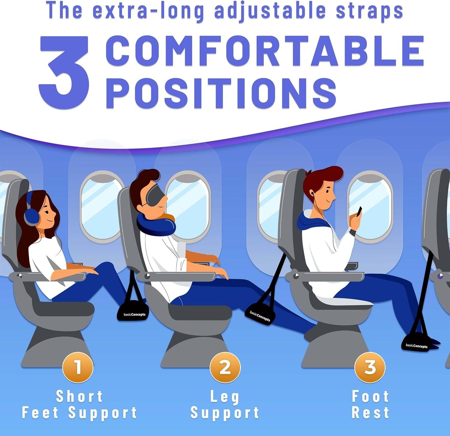 Travel Long Flight Essentials Airplane Foot Leg Rest Foot Hammock