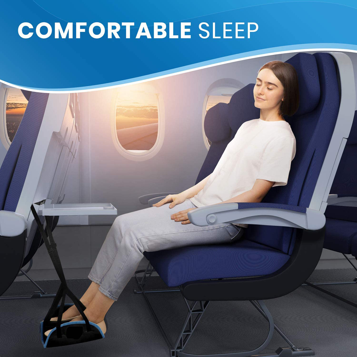 Comfort Adjustable Memory Foam Airplane Foot Rest Portable Foot and Heel Hammock