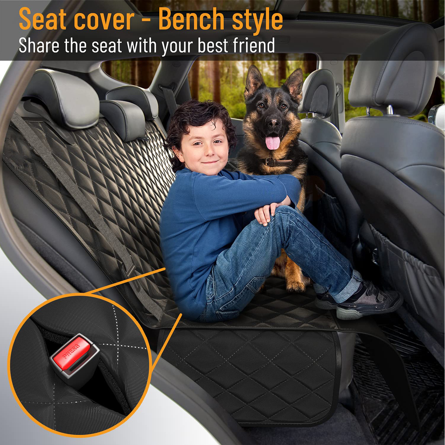 Custom 100% Waterproof Scratchproof Hammock with Big Mesh Window Durable Nonslip Dog Car Seat Cover Protector for Cars Trucks