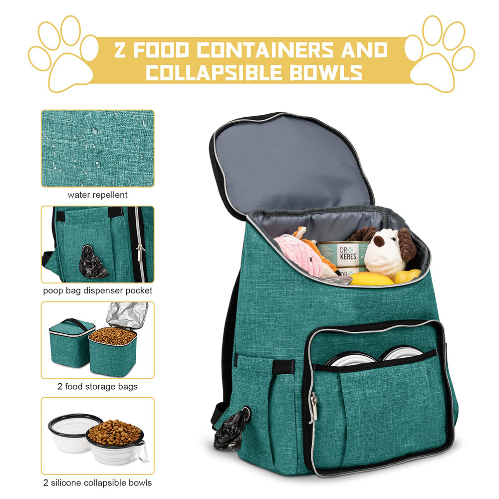 Custom Portable Detachable Travel Dog Food Container Pet Supplies Dog Gear Backpack Dog Bag for Traveling