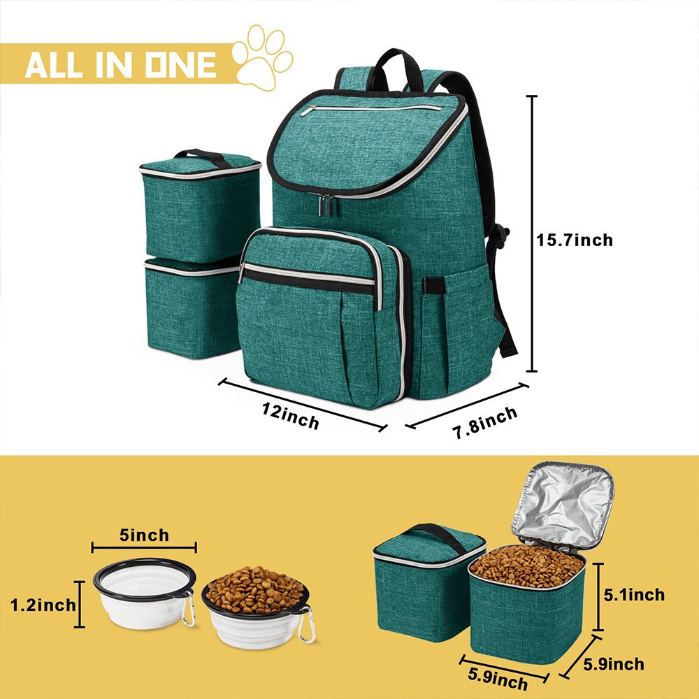 Custom Portable Detachable Travel Dog Food Container Pet Supplies Dog Gear Backpack Dog Bag for Traveling