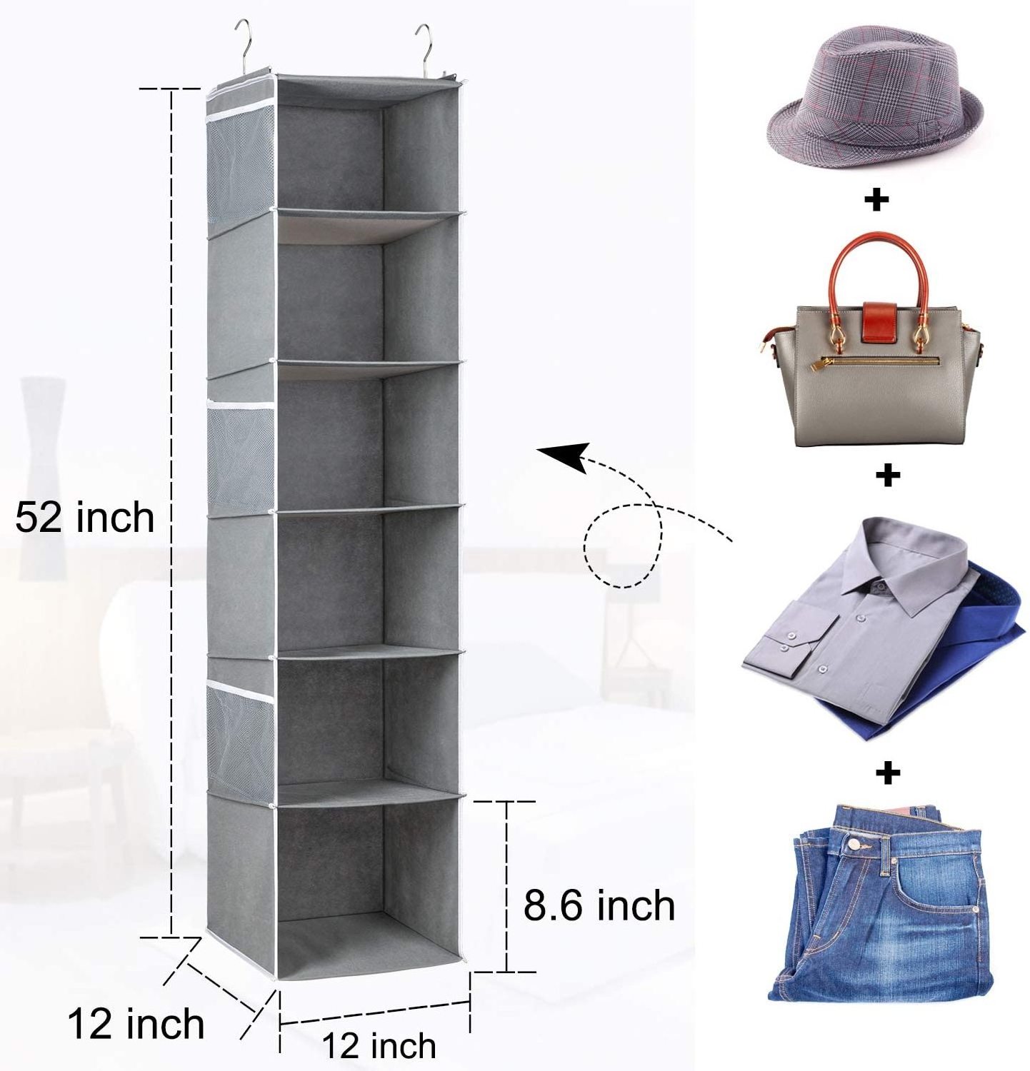 BSCI custom 6 Shelf Collapsible Hanging Closet Organizers Shelves Hanging Organizer