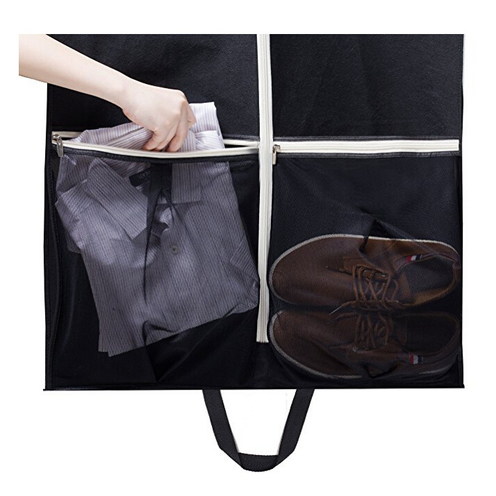 Gusseted Travel Garment Bag Breathable Suit Garment bag with shoes Pocket