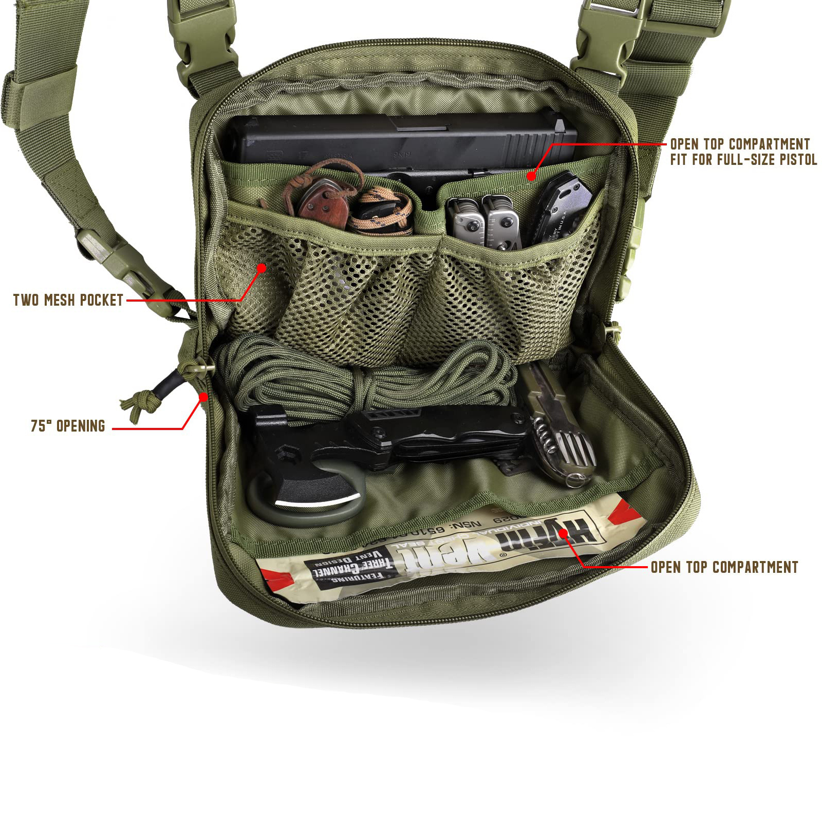 Custom High Quality Outdoor Tactical Chest Rig Pack Running Chest Bag with Front Loop Airsoft Recon Chest Rigs for Men