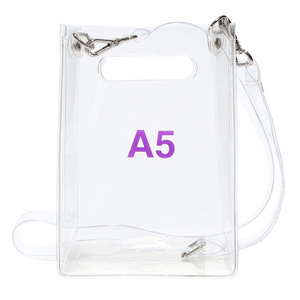 Wholesale Custom Transparent Shoulder Bag PVC A5 Sling Bag Clear Crossbody Bag