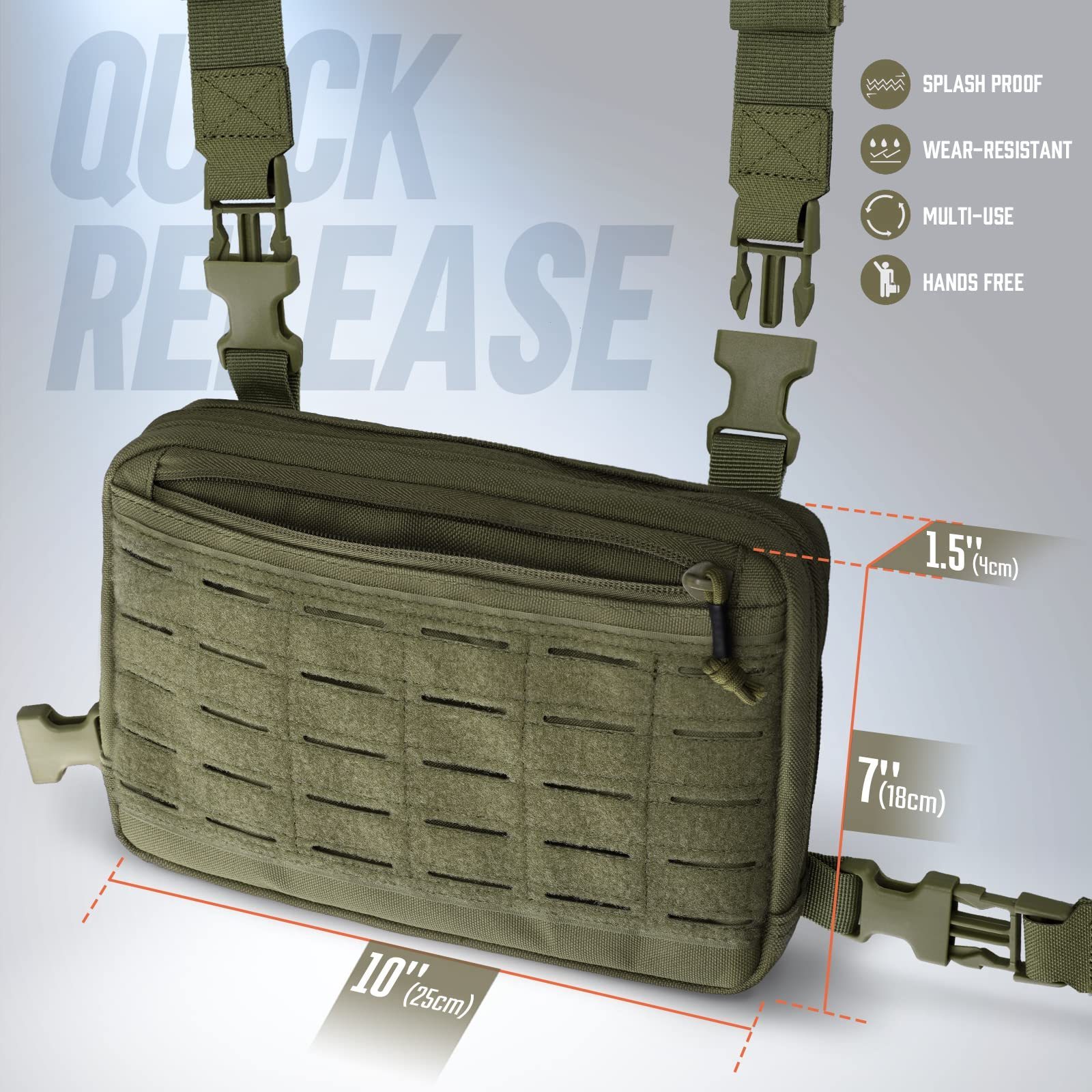 Custom High Quality Outdoor Tactical Chest Rig Pack Running Chest Bag with Front Loop Airsoft Recon Chest Rigs for Men