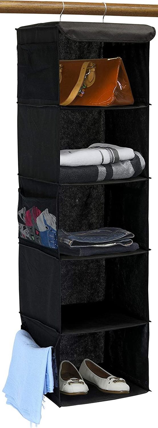 Black Collapsible 5 Shelves Hanging Closet Organizer