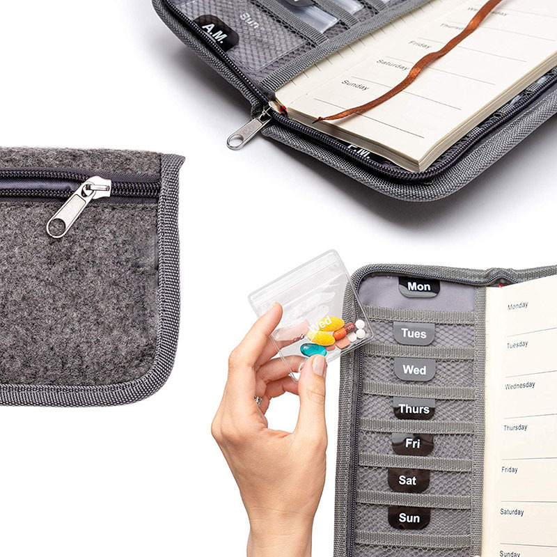 Professional factory delivery premium travel outdoor one week audit felt eco friendly pill organizer