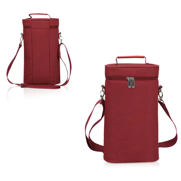 Wholesale Custom Travel Picnic Insulated 2 Bottles Wine Tote Bag Wine Cooler Carrier Bag