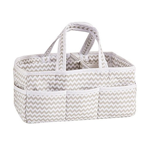 Grey Chevron Caddy Nursery storage baby Diaper Organizer