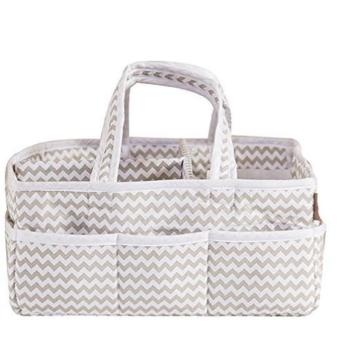 Grey Chevron Caddy Nursery storage baby Diaper Organizer