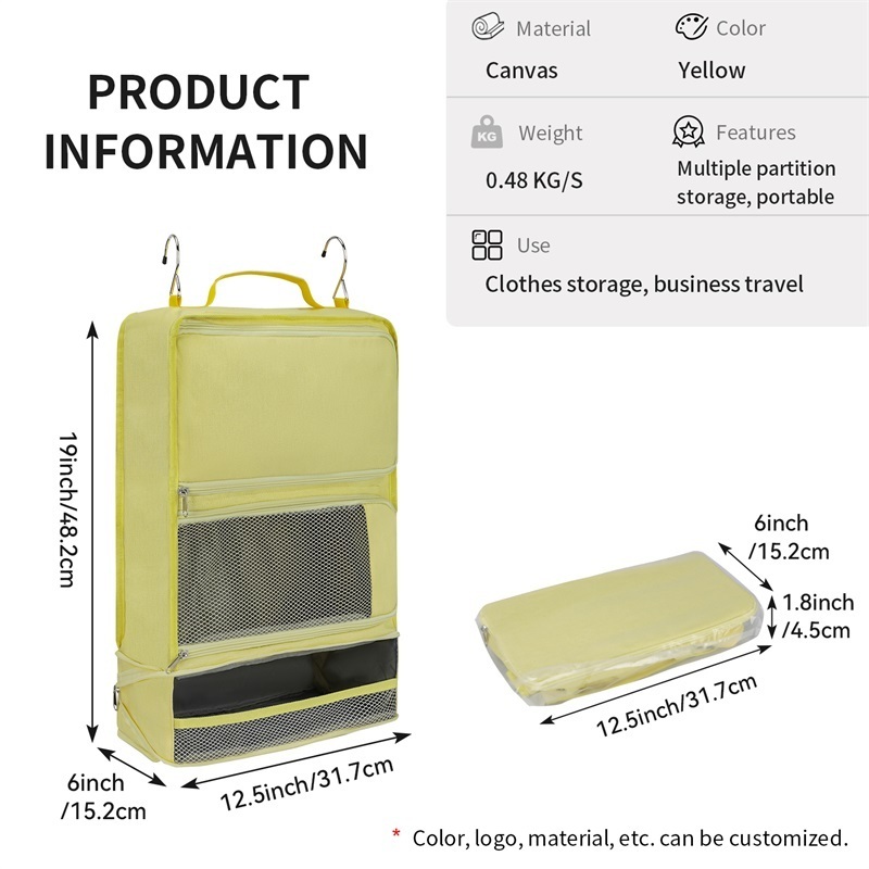 Premium Quality Canvas Luggage Packing cubes closet storage Bag Hanging Wardrobe Clothes Organizer