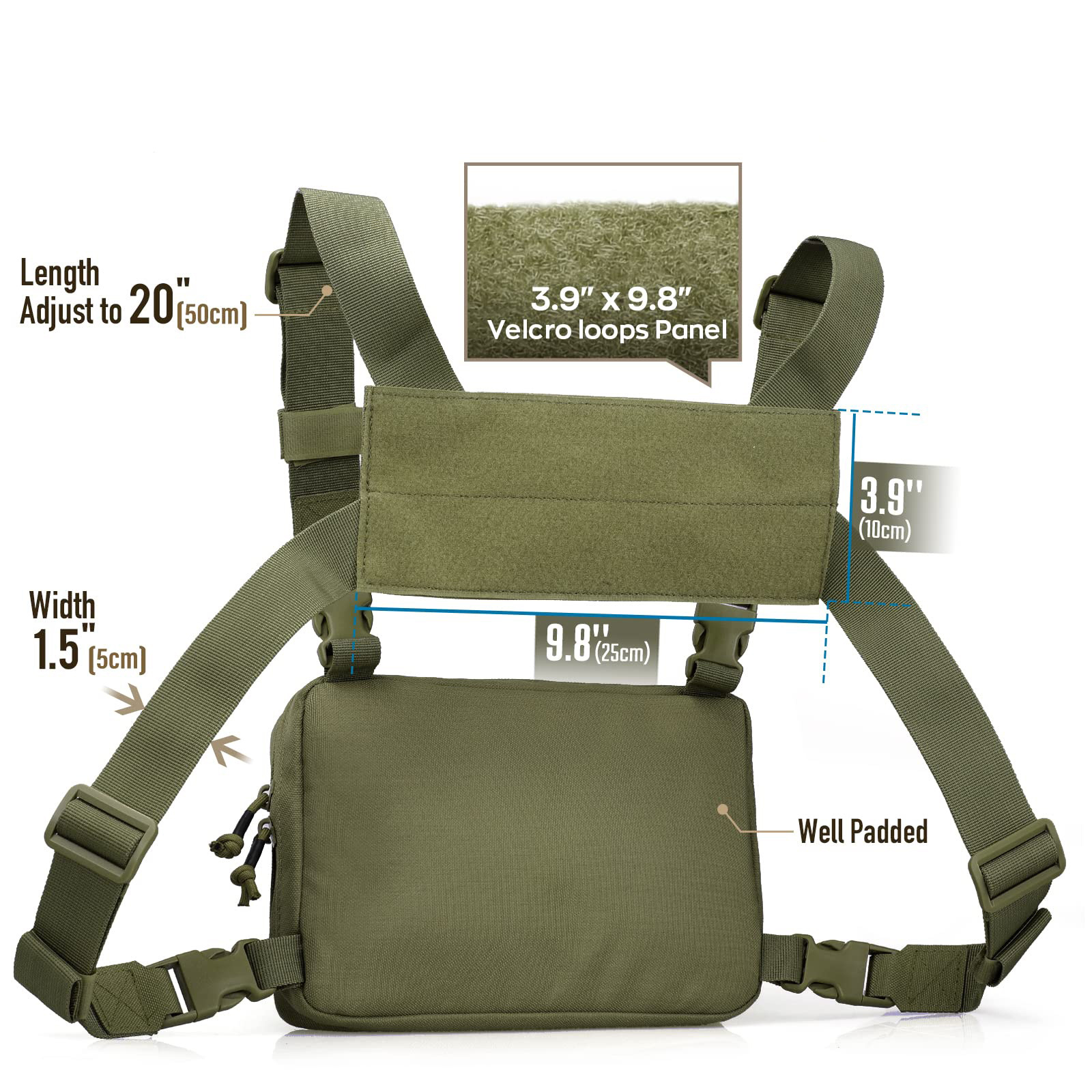 Custom High Quality Outdoor Tactical Chest Rig Pack Running Chest Bag with Front Loop Airsoft Recon Chest Rigs for Men