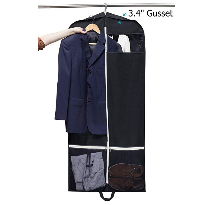 Gusseted Travel Garment Bag Breathable Suit Garment bag with shoes Pocket