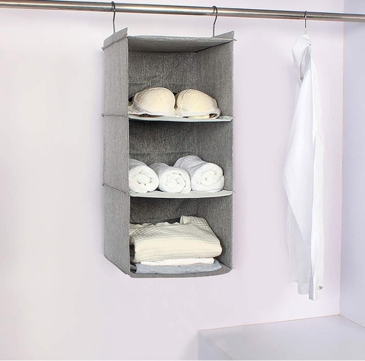 Durable Cloth Foldable Clothes Towels Hanging Storage Shelves Hanging Closet Organizer