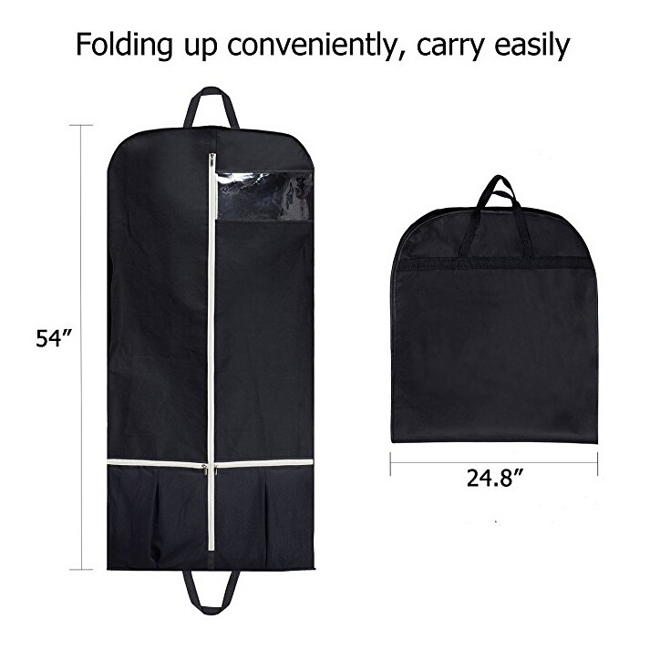 Gusseted Travel Garment Bag Breathable Suit Garment bag with shoes Pocket