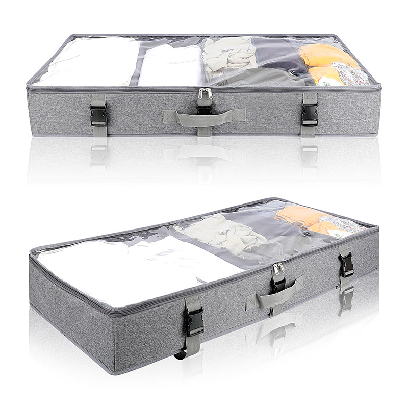 Drawer Foldable Fabric Shoes Container Box with Clear Window Cover Under Bed  Case organizer Cloth Storage Organizer Bag