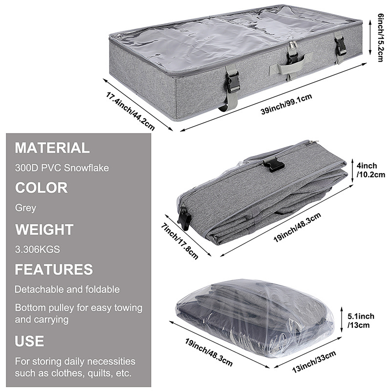 Drawer Foldable Fabric Shoes Container Box with Clear Window Cover Under Bed  Case organizer Cloth Storage Organizer Bag