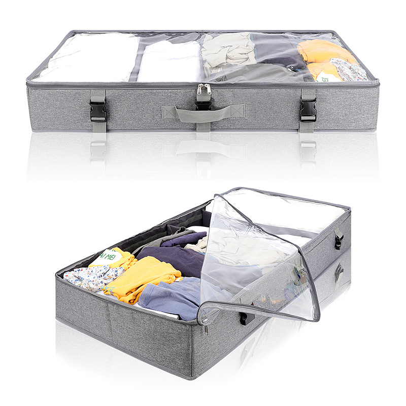 Drawer Foldable Fabric Shoes Container Box with Clear Window Cover Under Bed  Case organizer Cloth Storage Organizer Bag