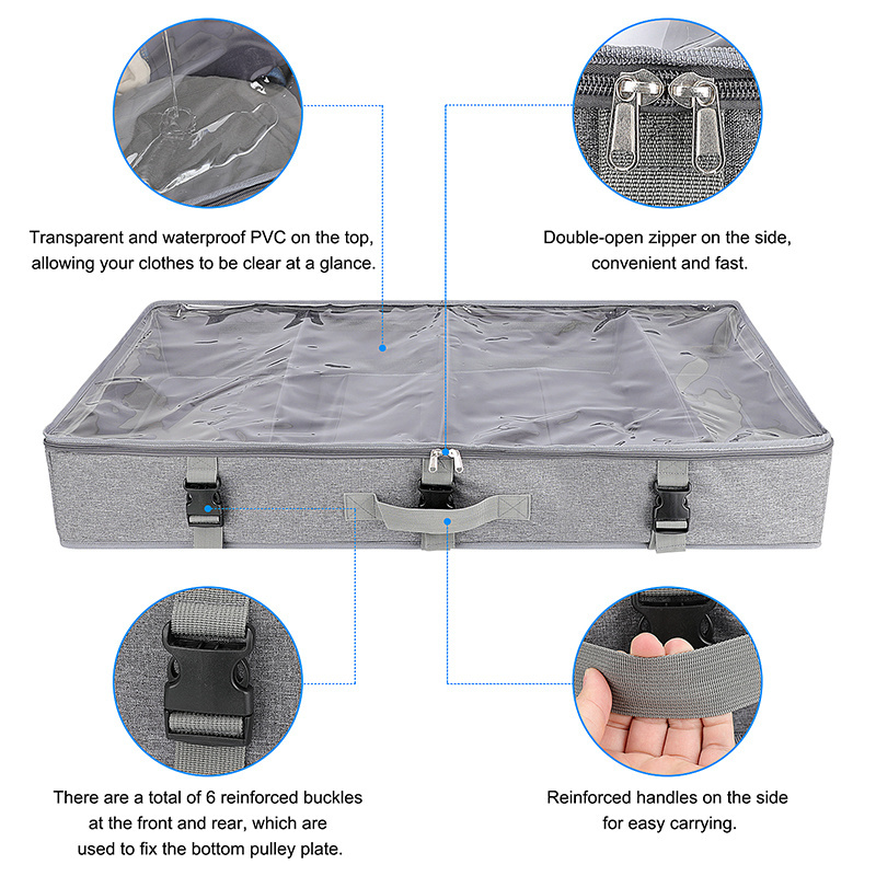 Drawer Foldable Fabric Shoes Container Box with Clear Window Cover Under Bed  Case organizer Cloth Storage Organizer Bag