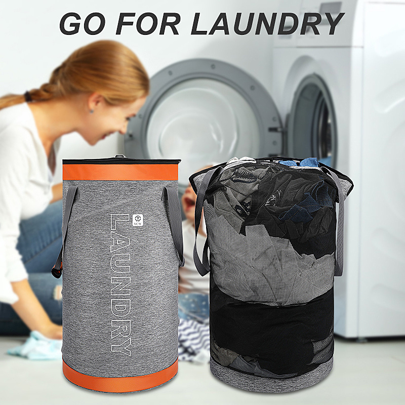 Durable College Travel Laundry Shoulder Backpack Foldable Clothes Bag Large Laundry Basket basketball clothes hamper