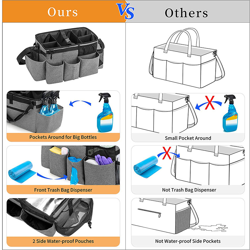 Large Cleaning Caddy Organizer with Handle Wearable Cleaning Caddy Bag for Cleaning Supplies