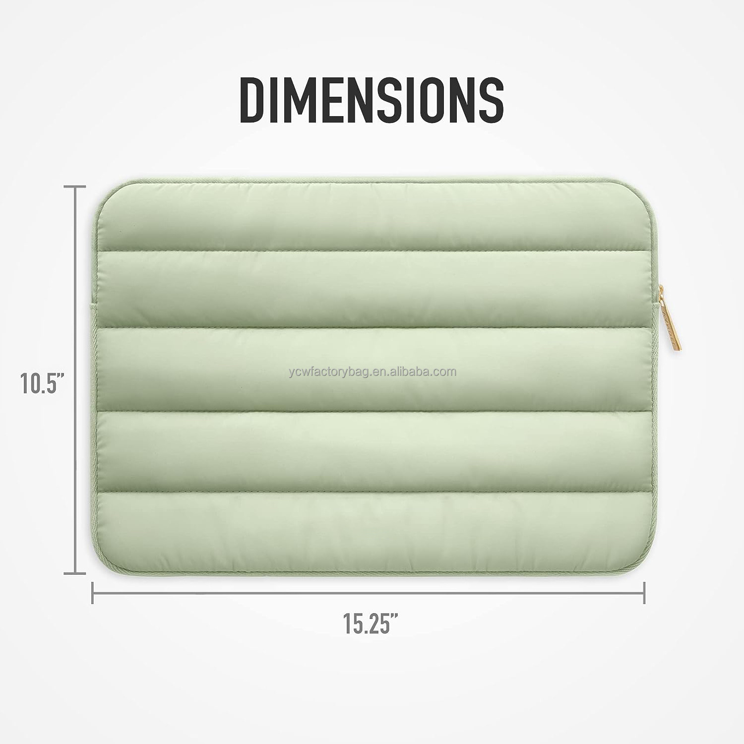 Puffy 15-16 Inch Green Laptop Sleeve for Women and Men Padded Carrying Case Laptop Bag for Work Office Puffy Laptop Sleeve Case