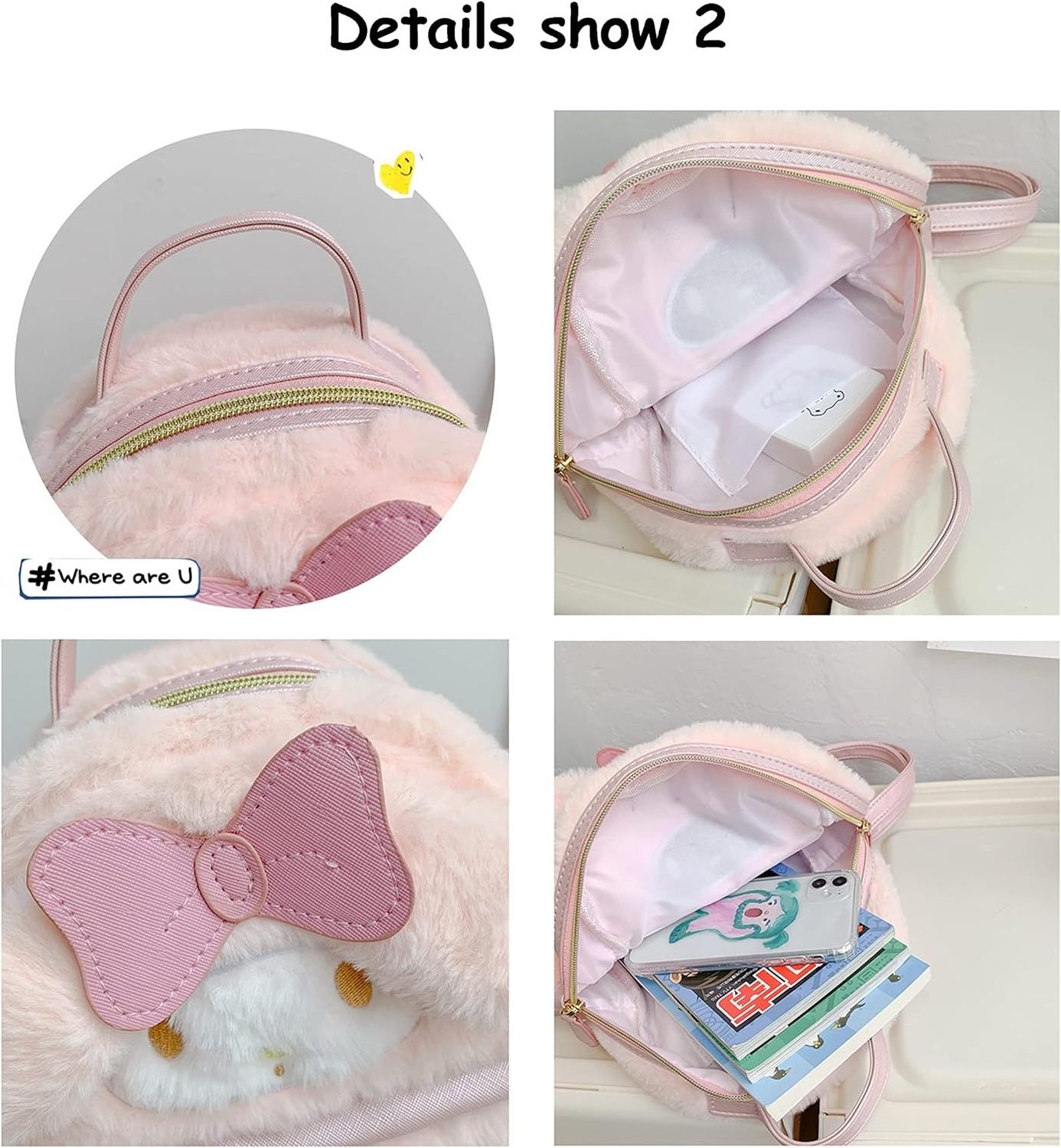 Travel 3D Kawaii White Dog Animal Cartoon PU Shoulder Schoolbag Kids Cute Mini Furry Backpack for Girls