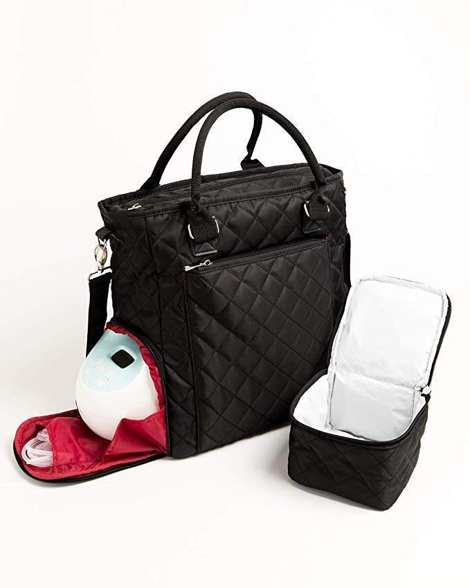 Black Portable Tote Breast Pump Bag Diaper Bag For Mom