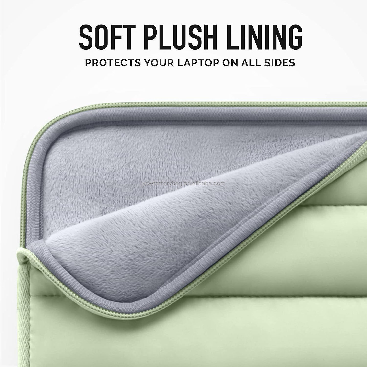 Puffy 15-16 Inch Green Laptop Sleeve for Women and Men Padded Carrying Case Laptop Bag for Work Office Puffy Laptop Sleeve Case