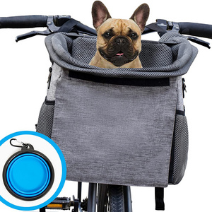 Folding Carry Pet Dog Bike Front Basket Detachable Cycling Bag Carrier Dog Bag With Handle Bike Bicycle Basket