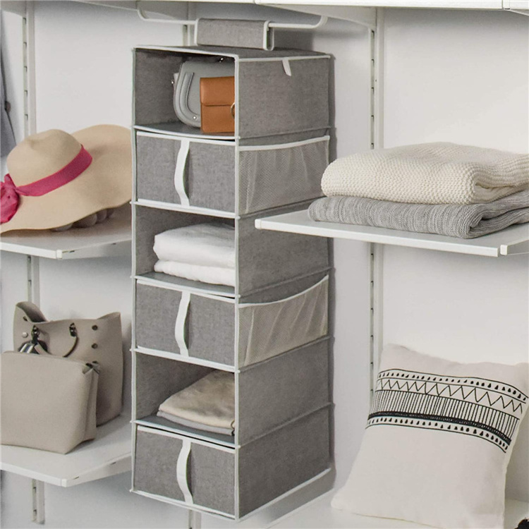 Grey 6 Shelf Closet Storage Baby Nursery Closet Organization Clothes Organizer Hanging Closet Organizer Shelves