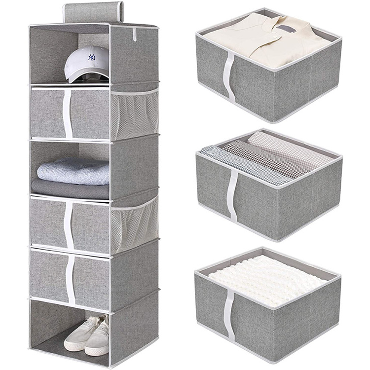 Grey 6 Shelf Closet Storage Baby Nursery Closet Organization Clothes Organizer Hanging Closet Organizer Shelves