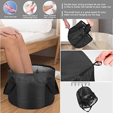 Custom Collapsible Foot Soaking Bath Basin Bag Travel Outdoor Camping Pedicure Feet Spa Bucket Tub