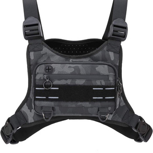 Lightweight Multifunctional Tactical Reflective Casual Sports Running Rig Vest Pack Men's Chest Bag