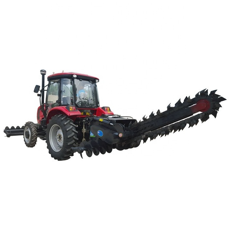 Heavy duty trencher machine tractor mounted trencher double chain pto trencher