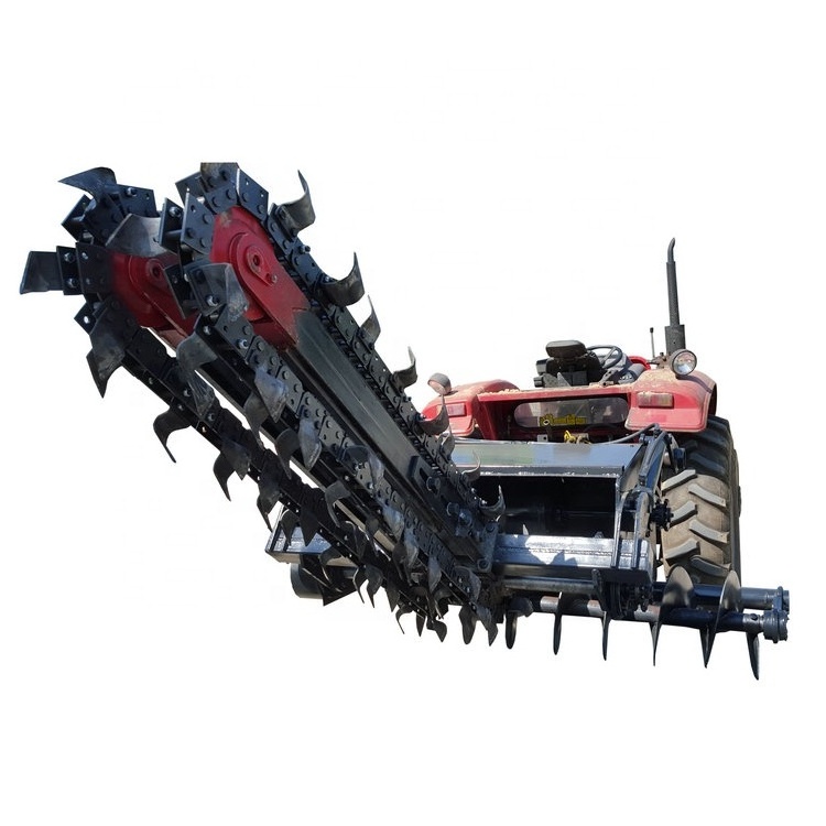 Heavy duty trencher machine tractor mounted trencher double chain pto trencher