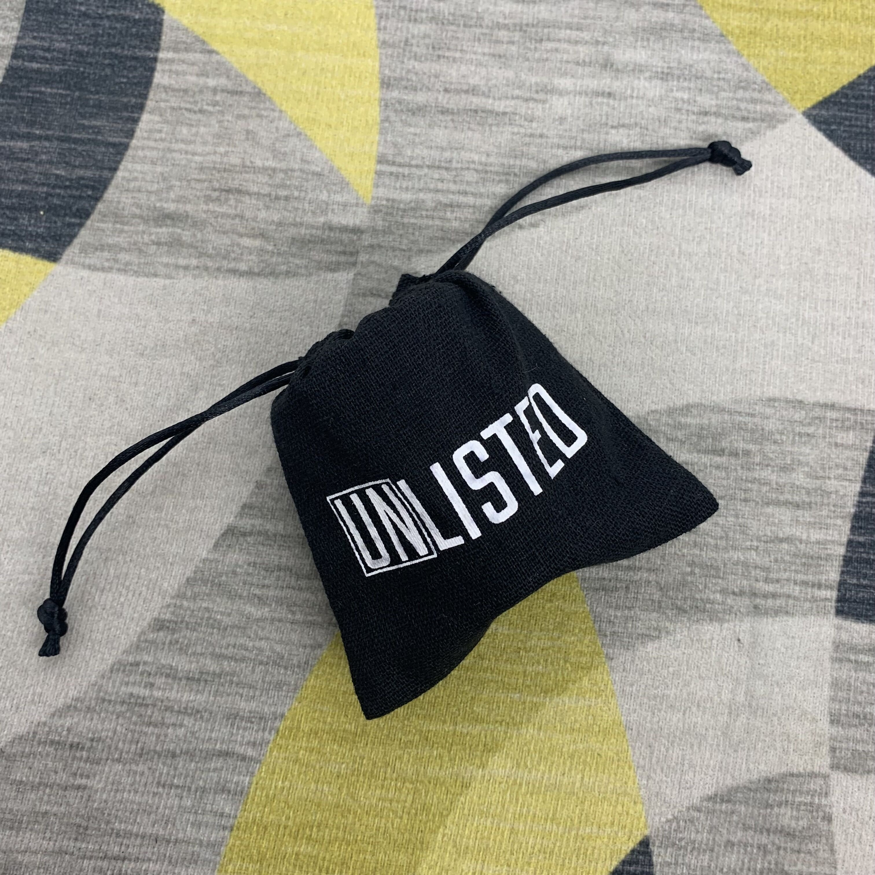 Factory Direct Sell Black Linen Packaging Candle Bag With White Logo Drawstring Pouch Linen