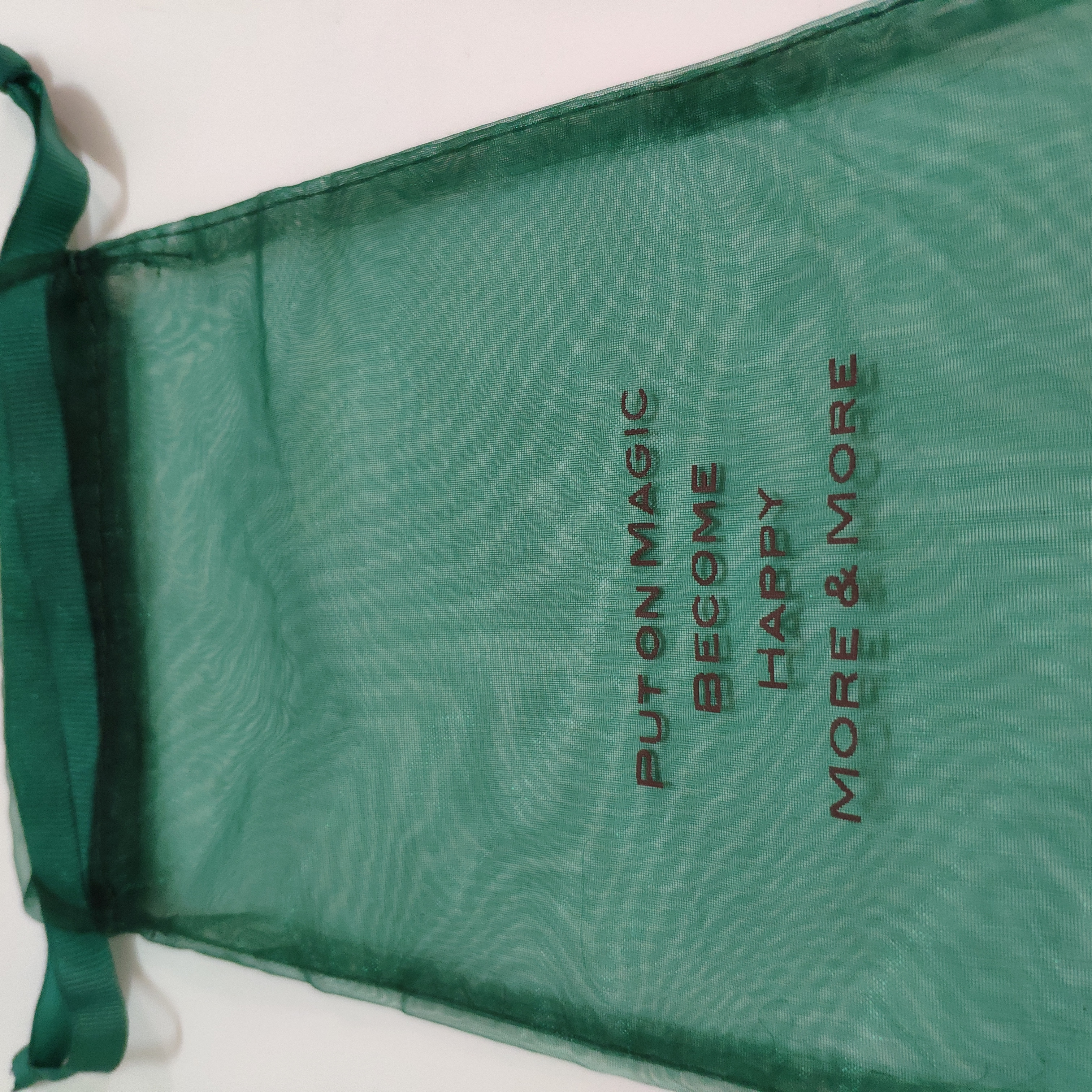 Customized Drak green Organza Cosmetic Pouch with custom logo organza bags 40x60 cm