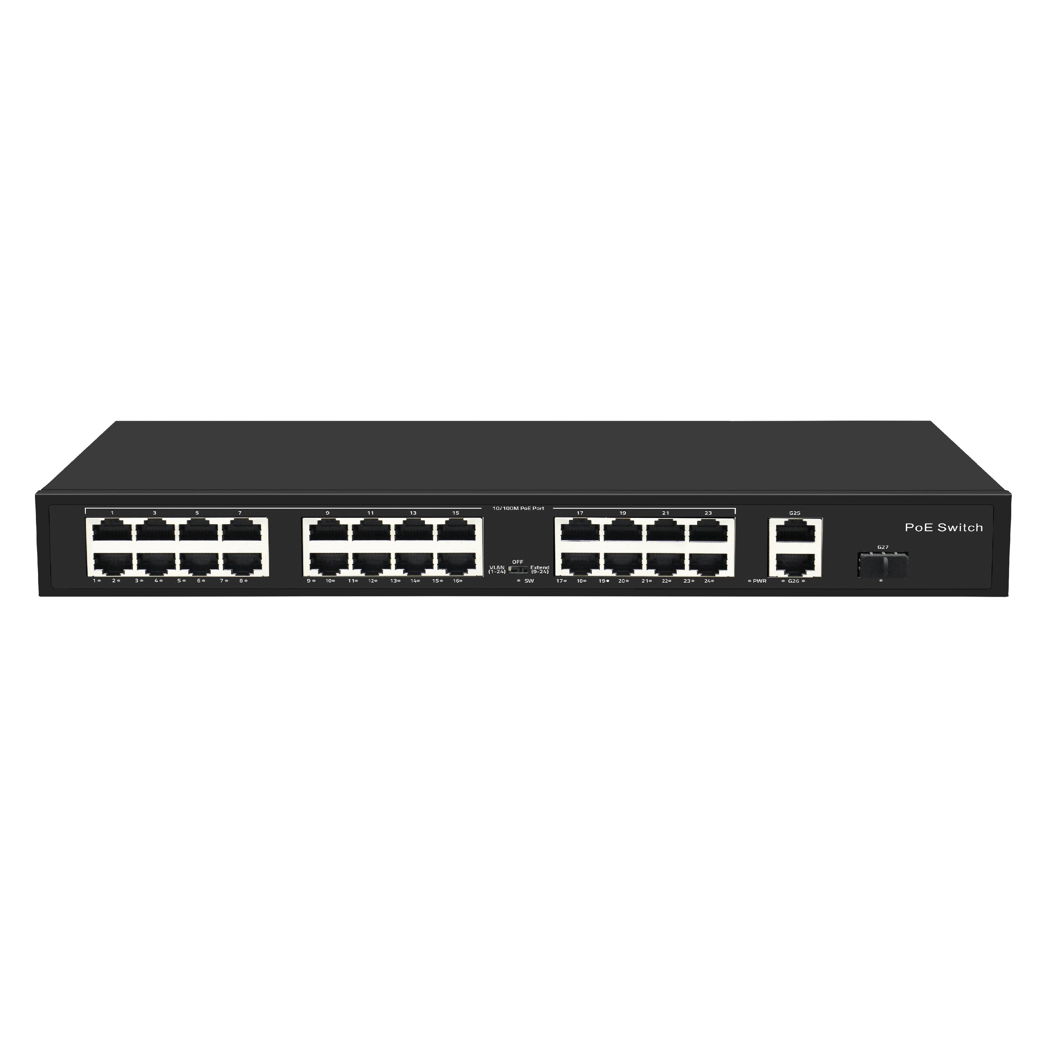 27 Port Gigabit Uplink 24 Port 100M PoE Switch ,24CH POE Switch