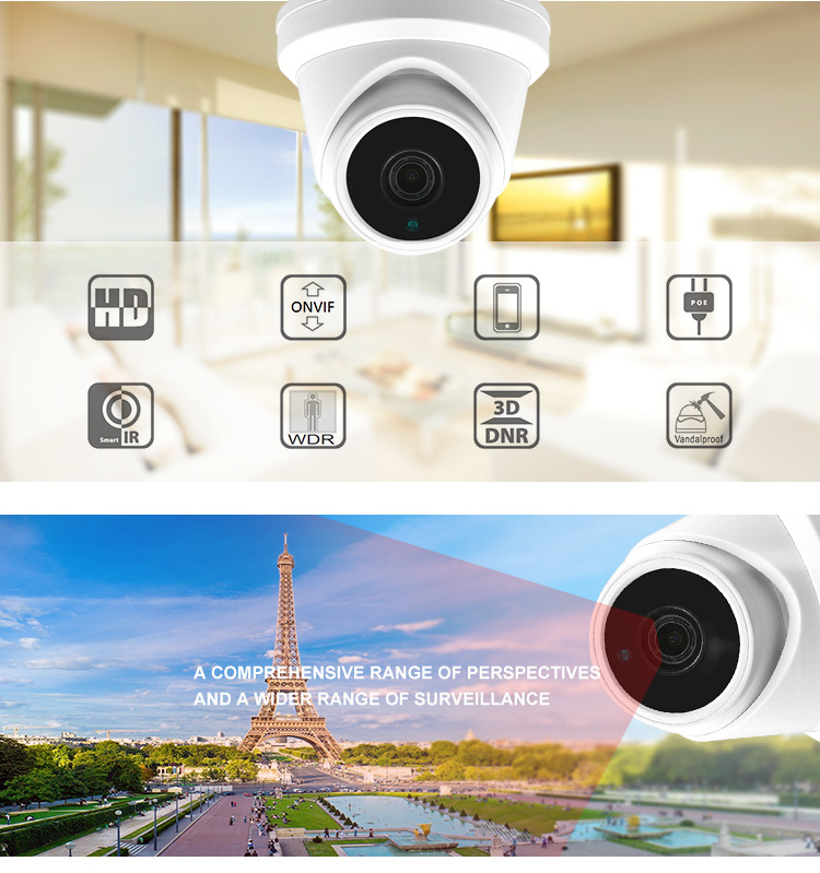 2021 YCX HOT SELLING WDR 1080P 2MP IP external POE 3.6mm 2.8mm fixed lens waterproof IP66 dome cameras