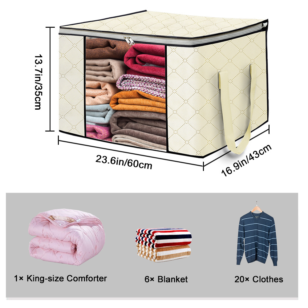 High Quality Folding 3 Layers Clothes Storage Bag Organizer with 2 Durable Handles for Quilt Clothing Beddings