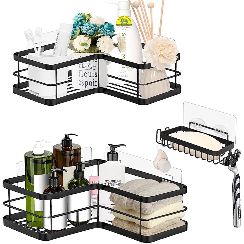 Adhesive Corner Shelf Bathroom Shower Caddy Organizer for Kitchen Toilet No Drilling Bathroom Corner Shelves Shower Caddies