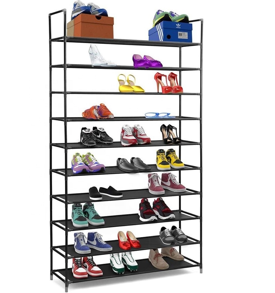 Large Capacity home storage Multifunctional Collapsible 10-layers Knock down shoe display stand racks