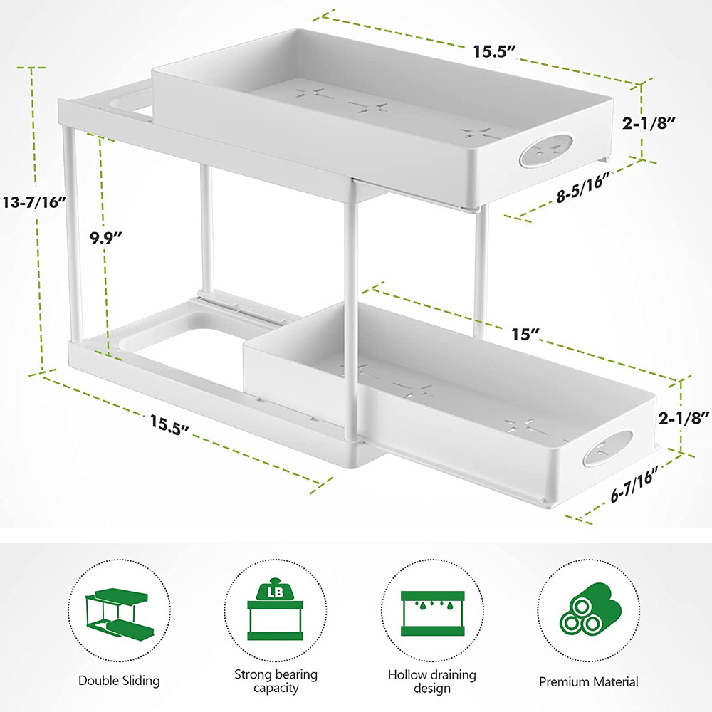 Expandable Clear Drawer 2 Tier Pull Out Sliding Pack Bathroom Under Kitchen Sink Organizers And Storage