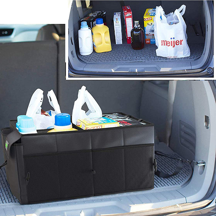 Black Car Trunk Organizer Multi-Use Car Trunk Backseat Organizer Car Seat Boot Cargo Storage Cargo Organizer with Side Pockets