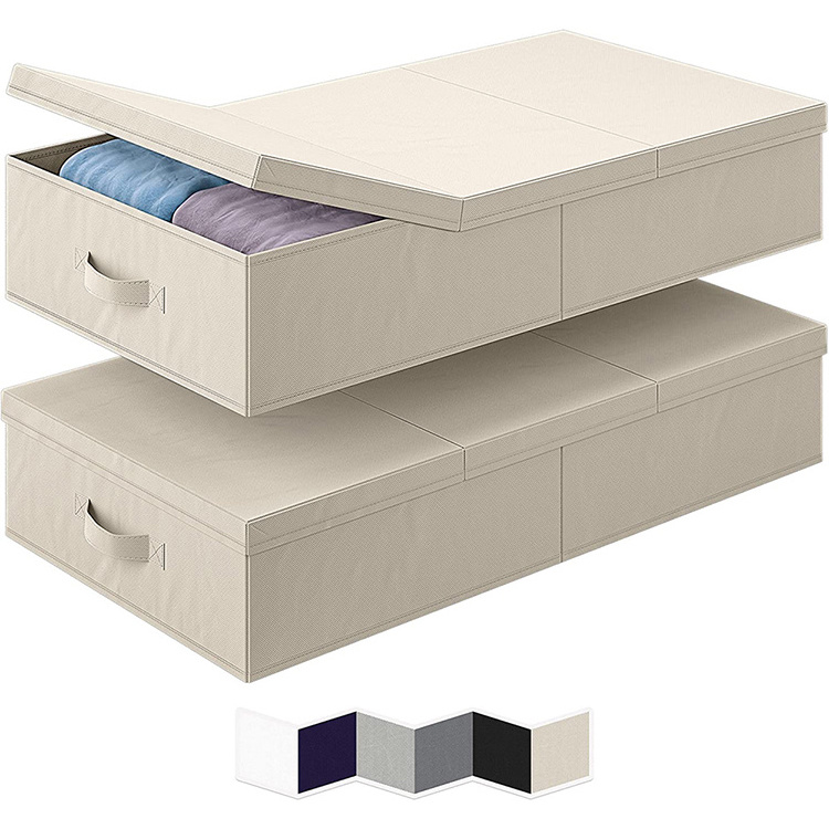 Under Bed Storage 2 Pack Large Underbed Storage Containers with Lids Foldable Under Bed Clothes Storage Bins with Handle